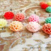 8 Mixed colors -you choose the color and how many- Resin Chrysanthemum Flower Cabochons Accessory 15x8mm