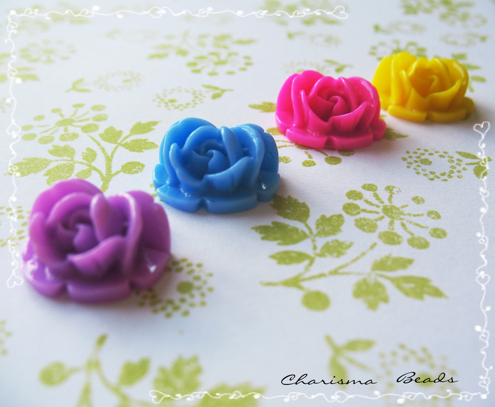 4 Mixed Colors -you Choose The Color And How Many- Resin Roses Cabochons Flower Accessory 18x17x8mm
