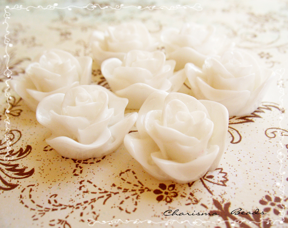 12 Resin Roses Cabochons Flower Accessory 22x22x12mm