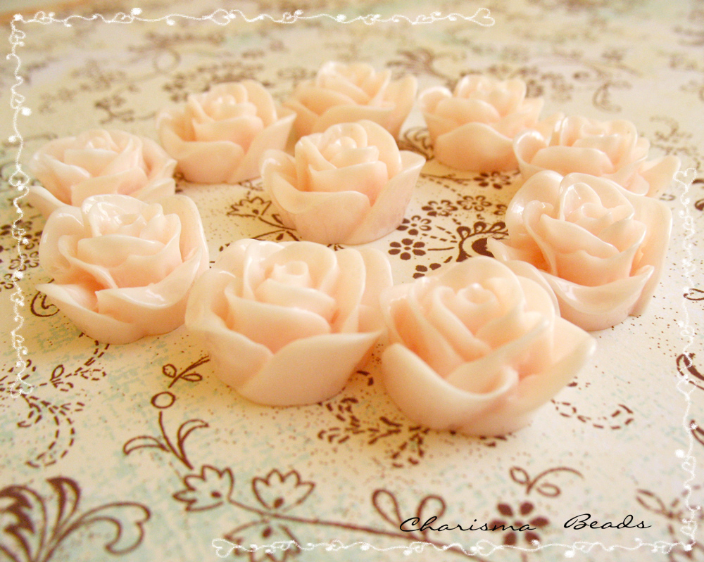 12 Resin Roses Cabochons Flower Accessory 22x22x12mm