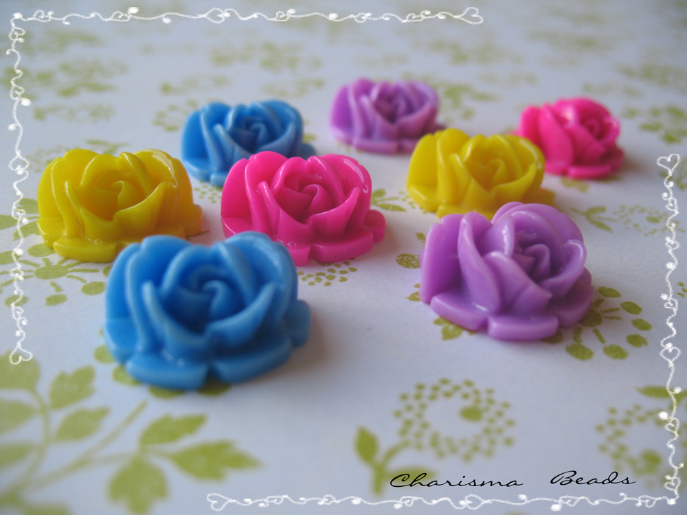16 Mixed Colors -you Choose The Color And How Many- Resin Roses Cabochons Flower Accessory 18x17x8mm