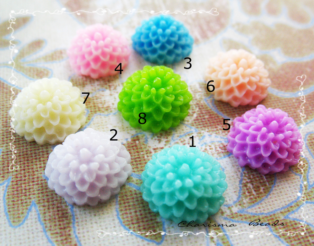 4 Mixed Colors -you Choose The Color And How Many- Resin Chrysanthemum Mum Flower Cabochons Accessory 10x4.5mm