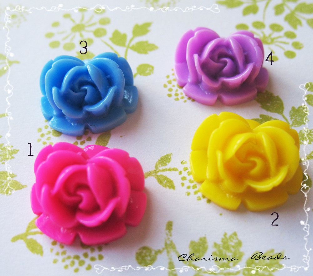 36 Mixed Colors -you Choose The Color And How Many- Resin Roses Cabochons Flower Accessory 18x17x8mm