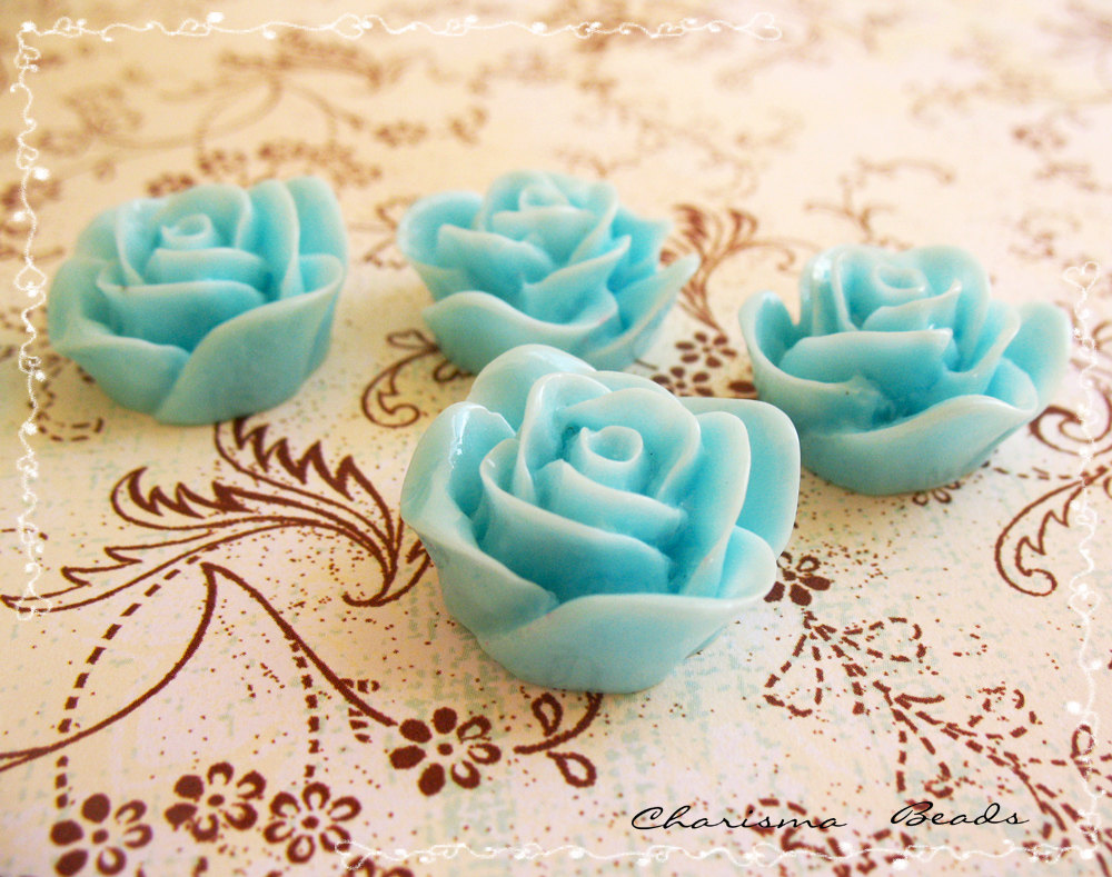 18 Resin Roses Cabochons Flower Accessory 22x22x12mm